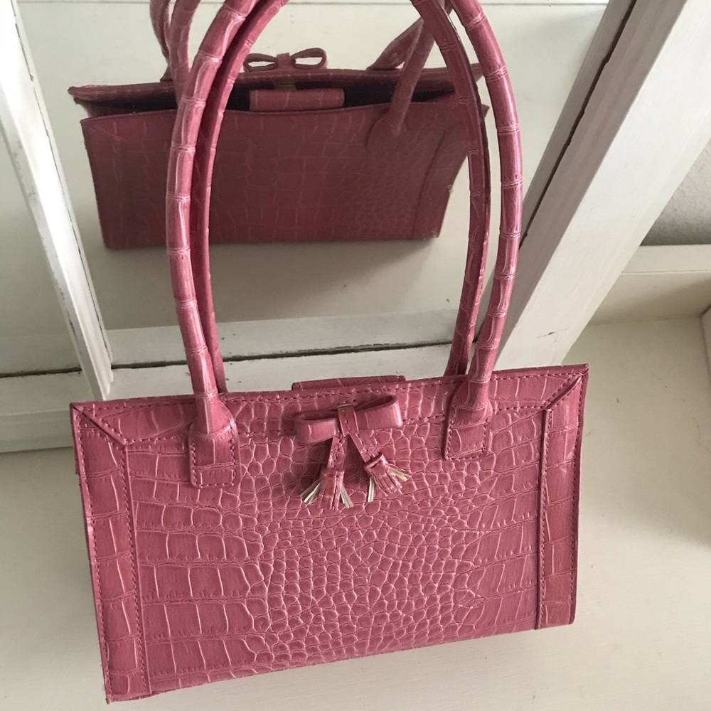 Pink Faux Snakeskin Purse